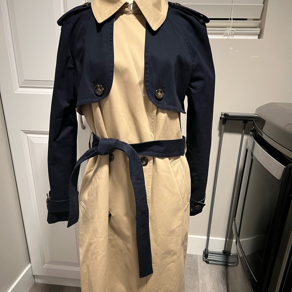 Ann Taylor trench coat. Navy and Beige. New with tags.